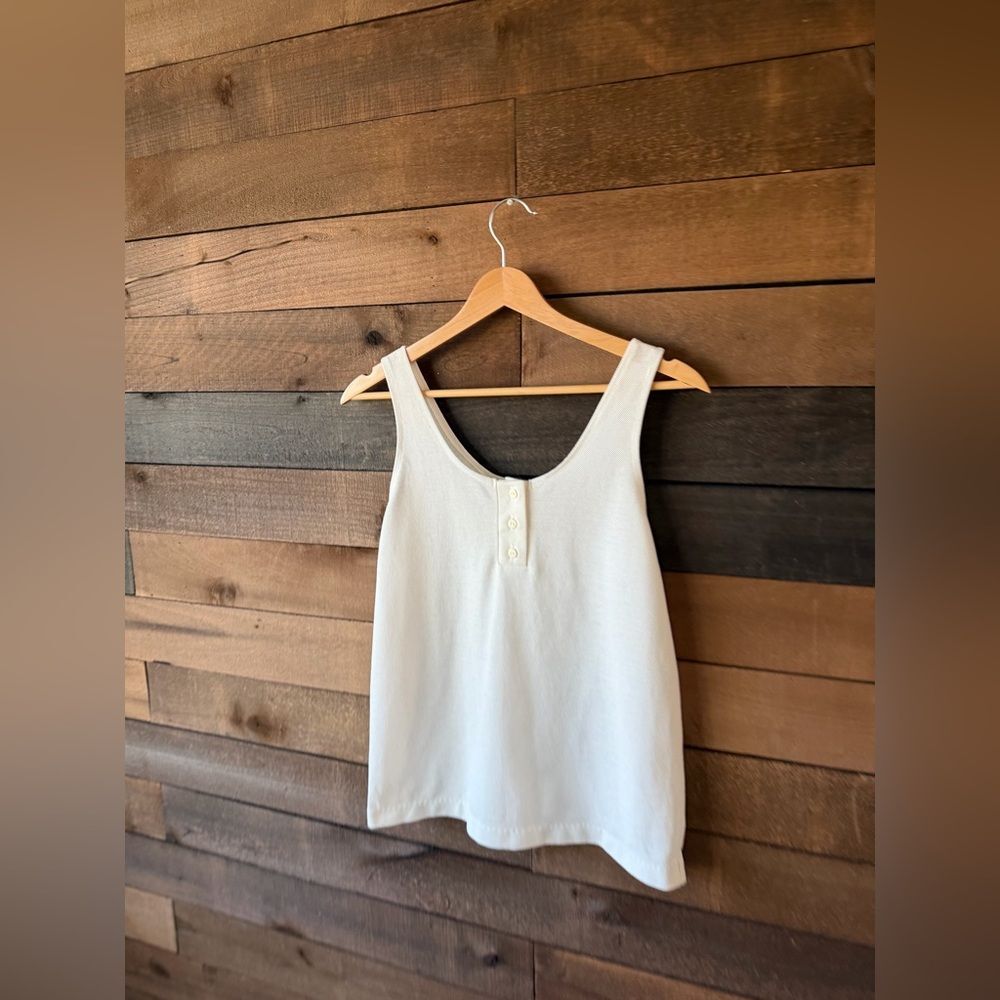 Vintage White Henley Tank Top 80s Made In USA - Picture 13 of 16